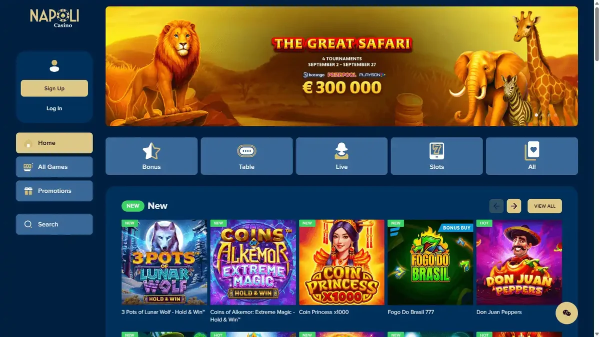 Napoli Casino को होमपेज: स्लट, लाइभ क्यासिनो र प्रोमोहरू